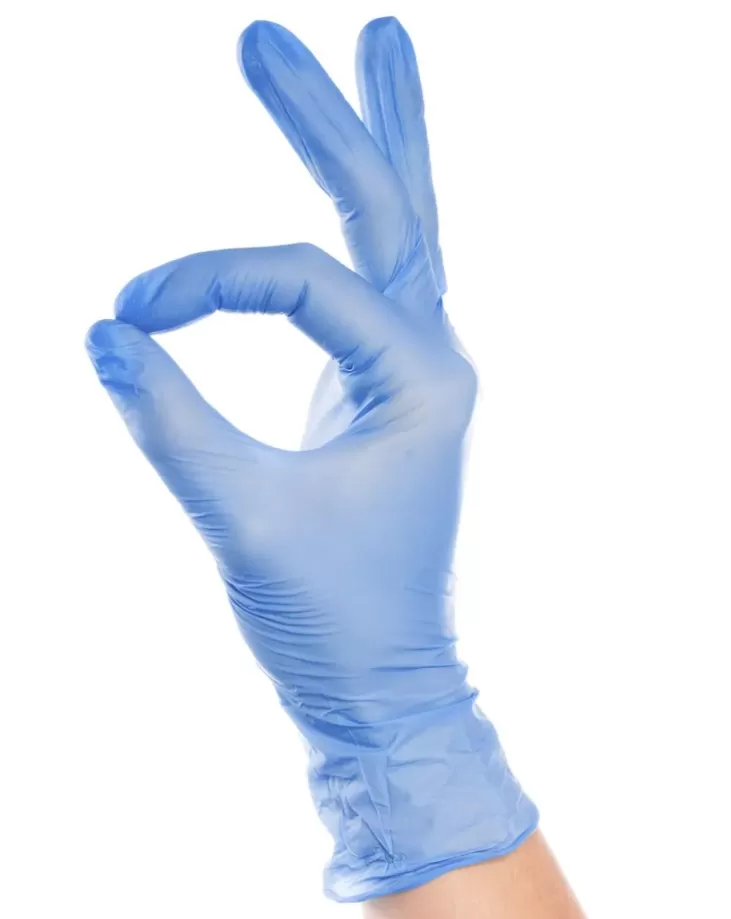 Перчатки неопудренные винил, голубые, М, 50пар /10