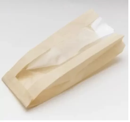 Пакет бумажный 110(50)х40х260 с окном без лого, тонированнный/1000