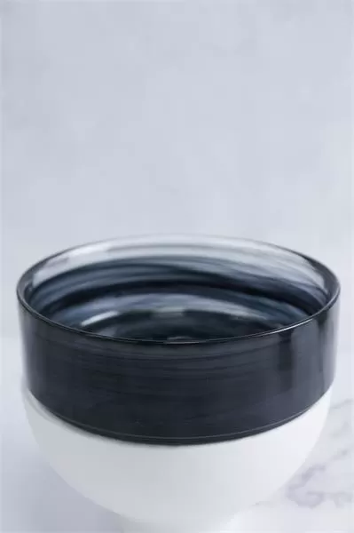 Салатник d 18 см h 5,5 см, стекло, цвет / декор бело-черный, Asos