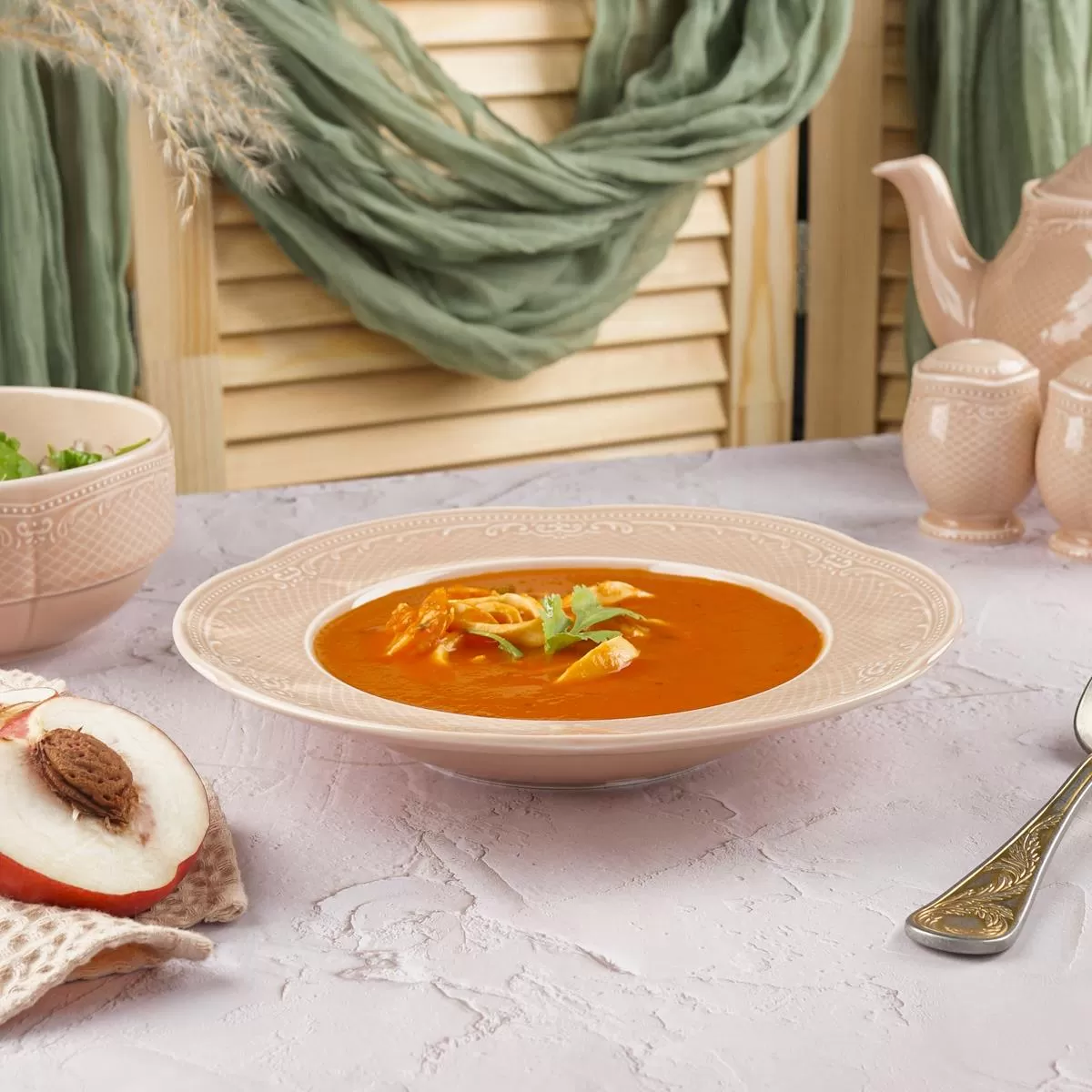Тарелка глубокая 23 см, 300мл, фарфор,серия "Aristocrat-Peach Tea", Noble